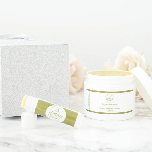 Organic Lip Scrub and Lip Balm Set