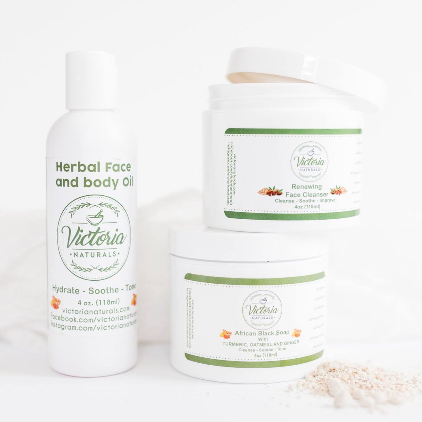 Glow Renewal Skincare Set – African Black Soap, Face Cleanser & Herbal Oil