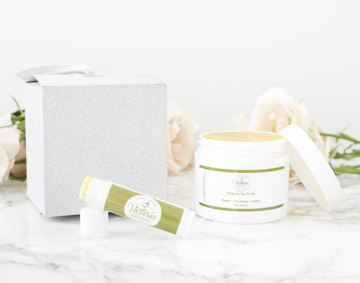 Organic Lip Scrub and Lip Balm Set