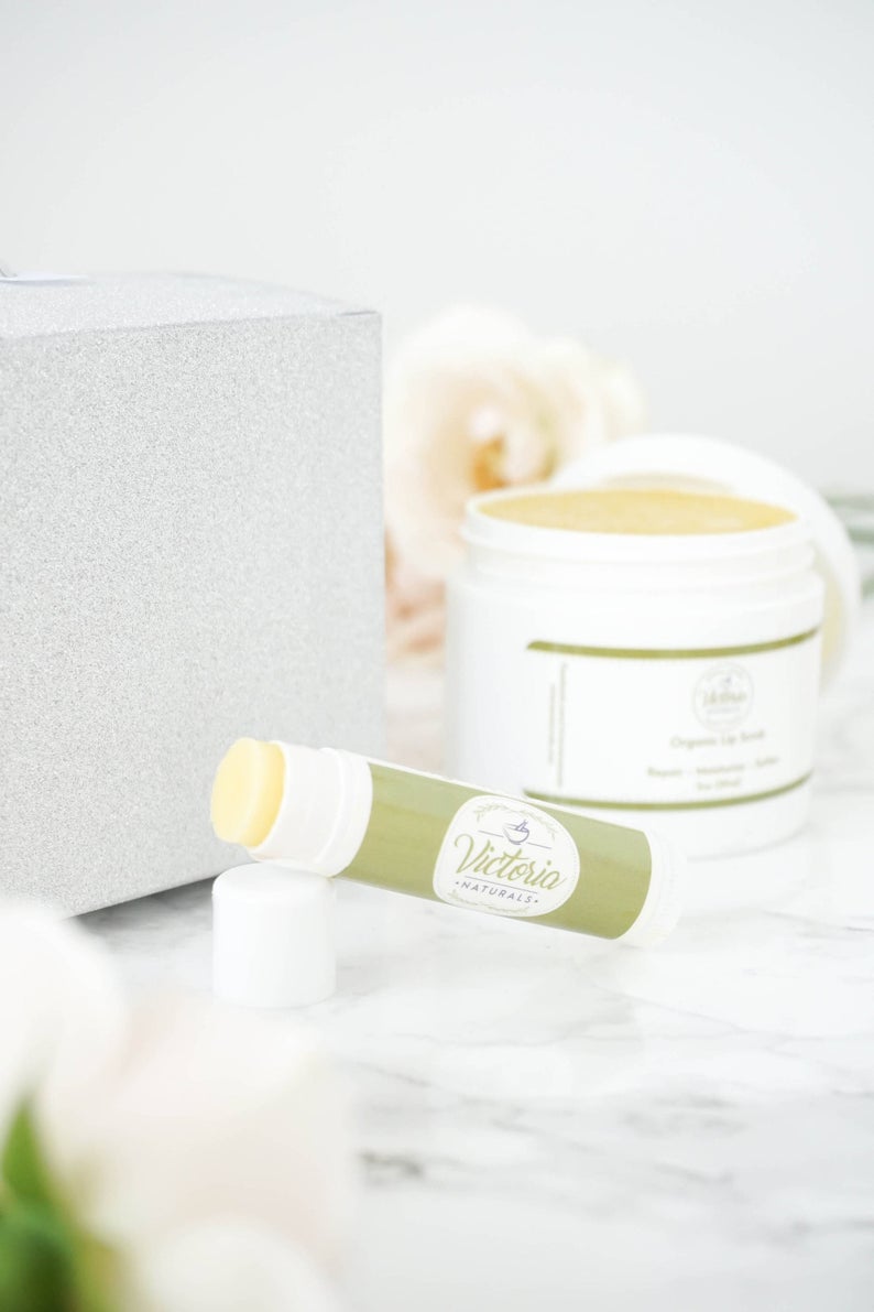 Organic Lip Scrub and Lip Balm Set